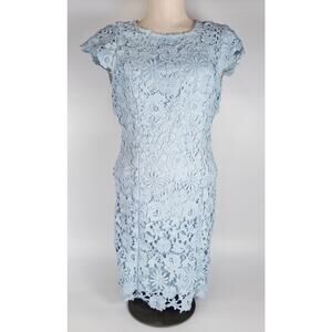 Lulus Romance Language Blue Floral Crochet Lace Mini Dress Backless Size Small